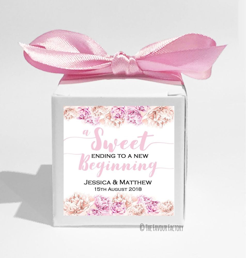 Personalised Wedding Favour Boxes with Ribbons & Stickers KITS x10