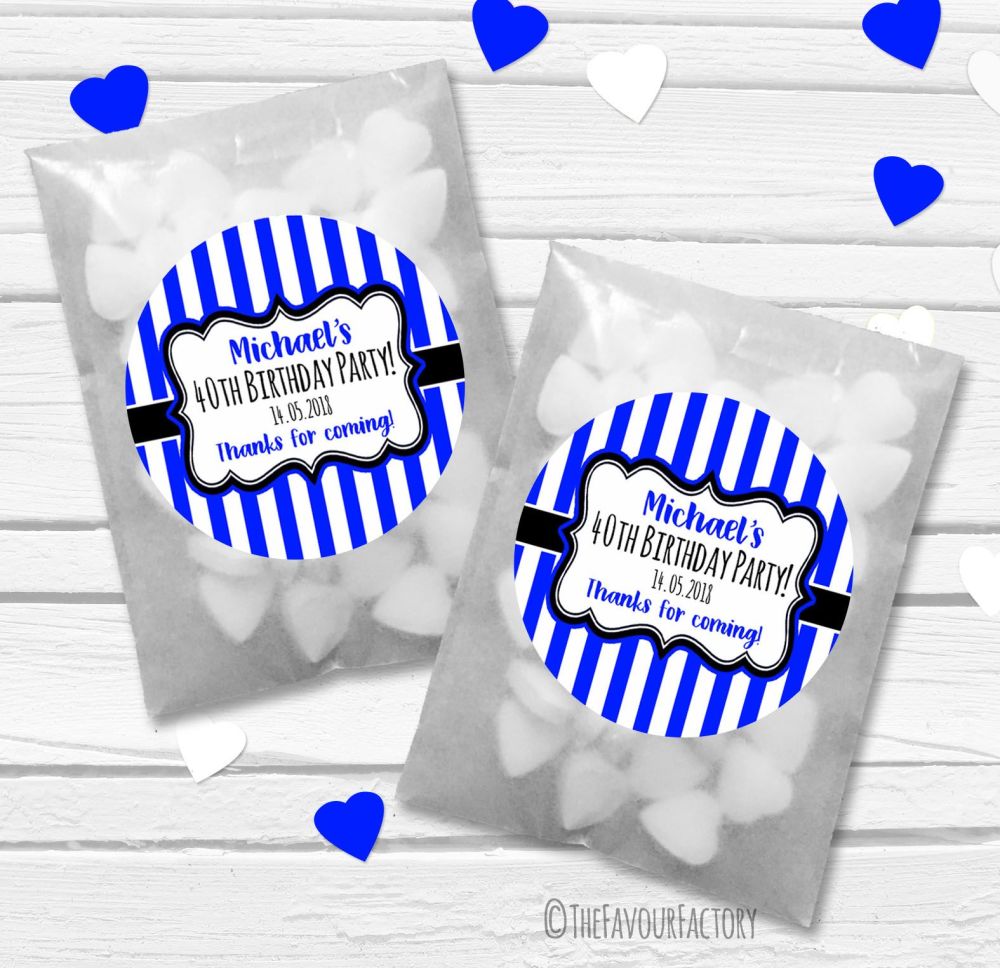 Stripes Personalised Birthday Party Favours Paper Sweet Bags Kits X12 Stripes Personalised Birthday Party Favours Paper Sweet Bags Kits X12