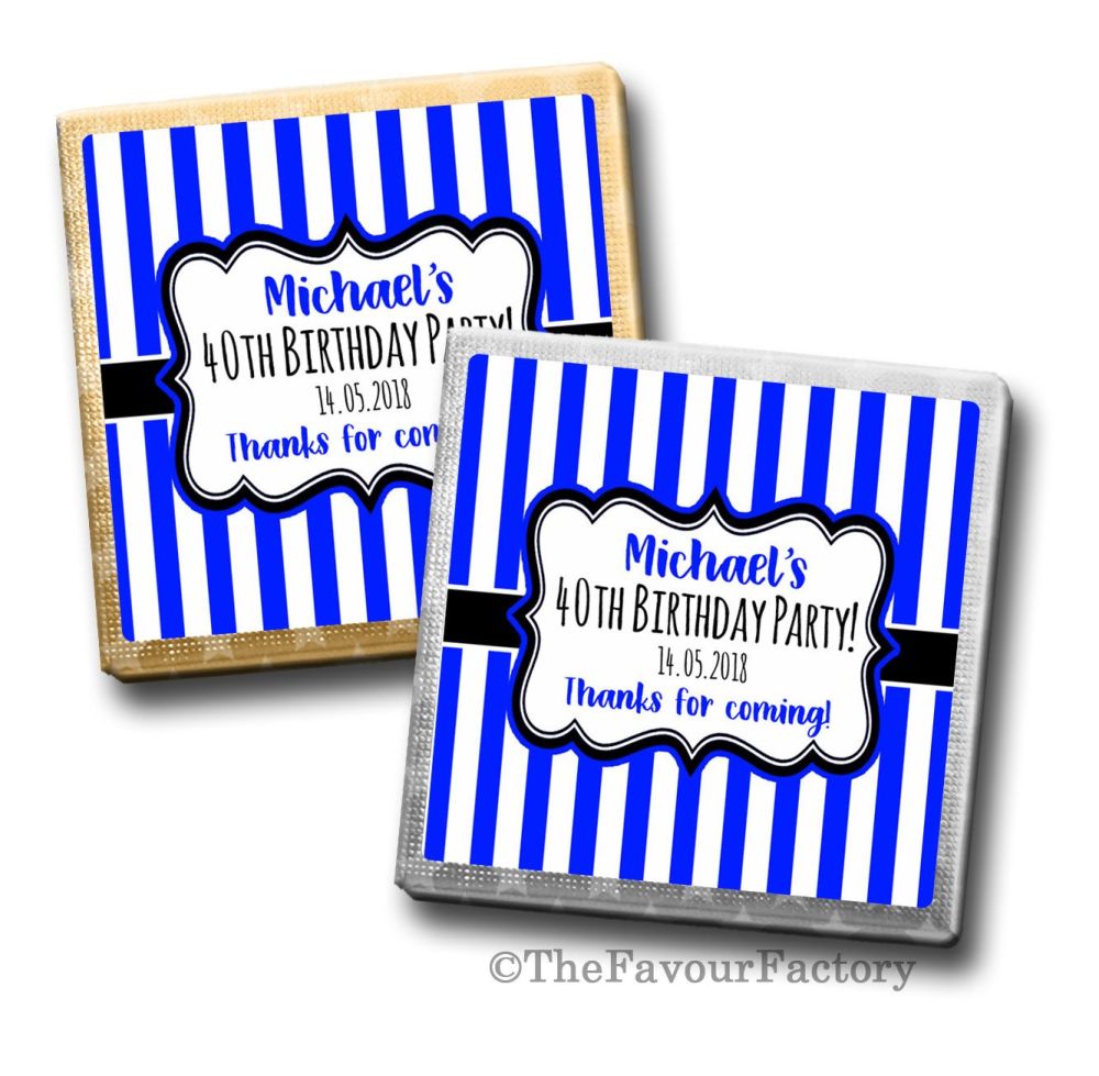 Birthday Party Personalised Milk Chocolates Squares x10