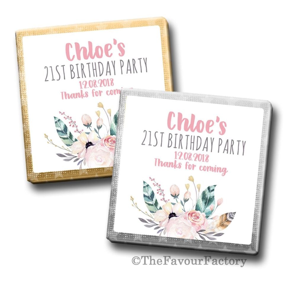 Birthday Party Personalised Milk Chocolates Squares x10