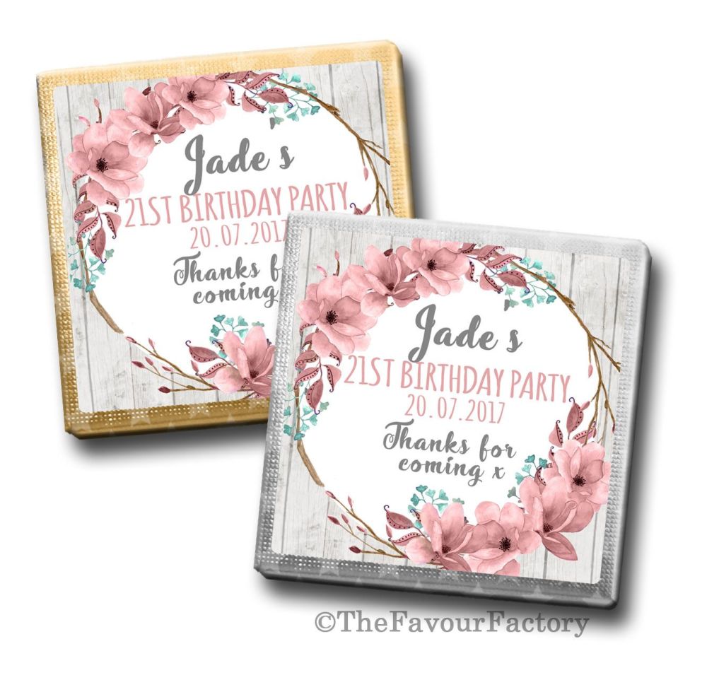 Birthday Party Personalised Milk Chocolates Squares x10