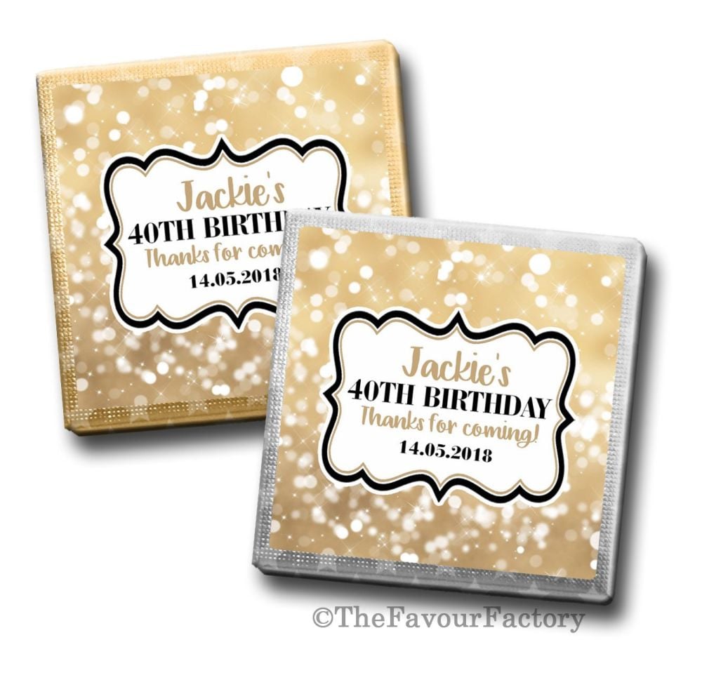 Birthday Party Personalised Milk Chocolates Squares x10
