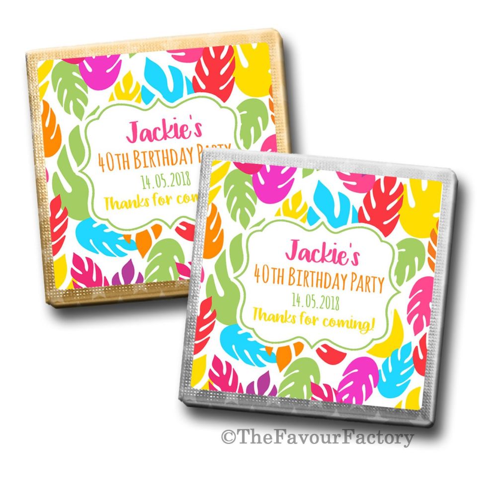 Birthday Party Personalised Milk Chocolates Squares x10