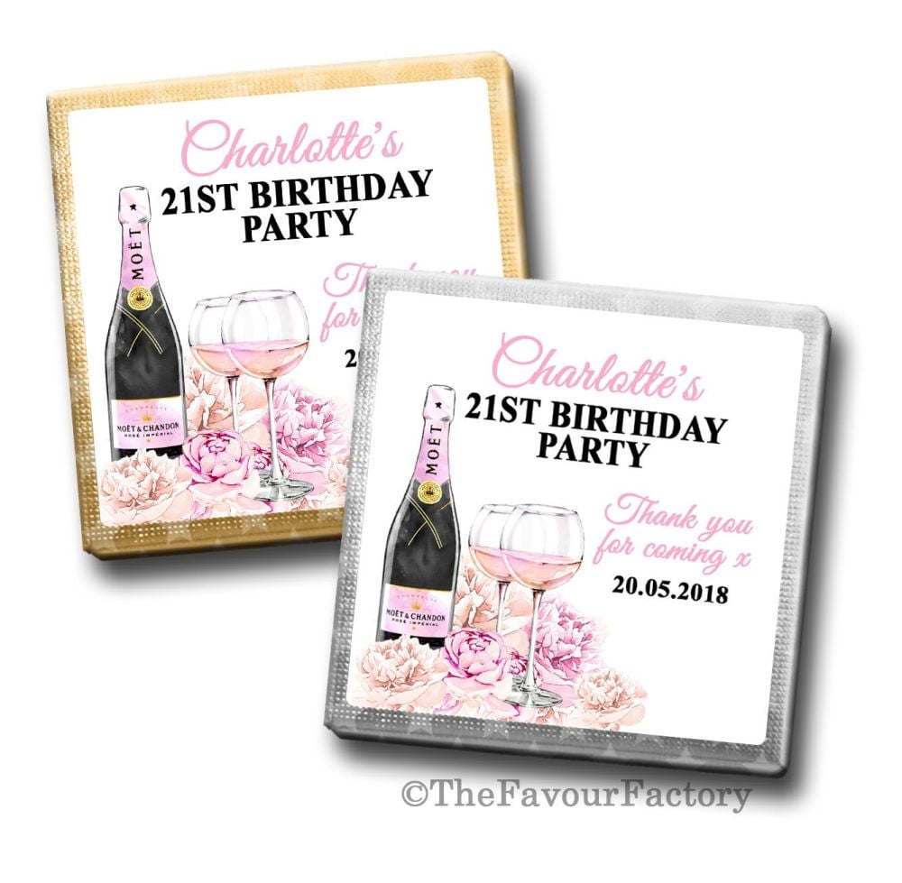 Birthday Party Personalised Milk Chocolates Squares x10
