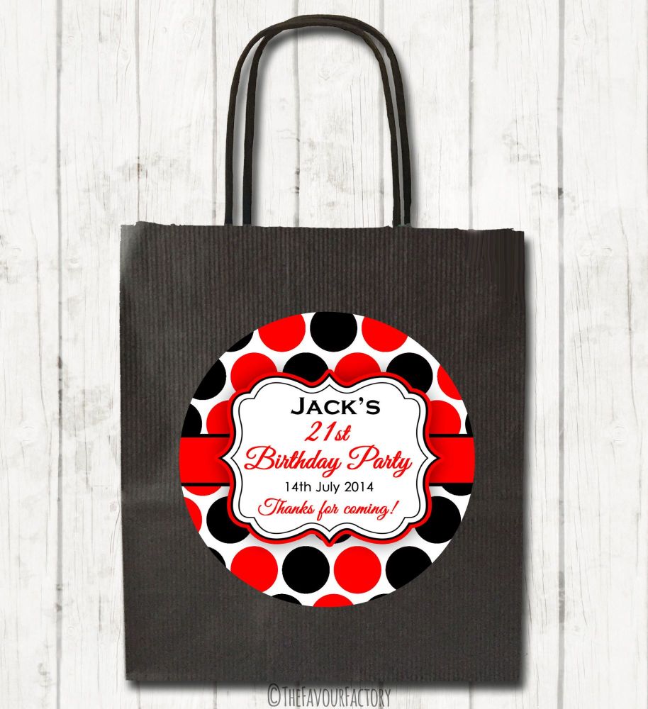 Large Polka Dots Personalised Paper Birthday Party Bags x1