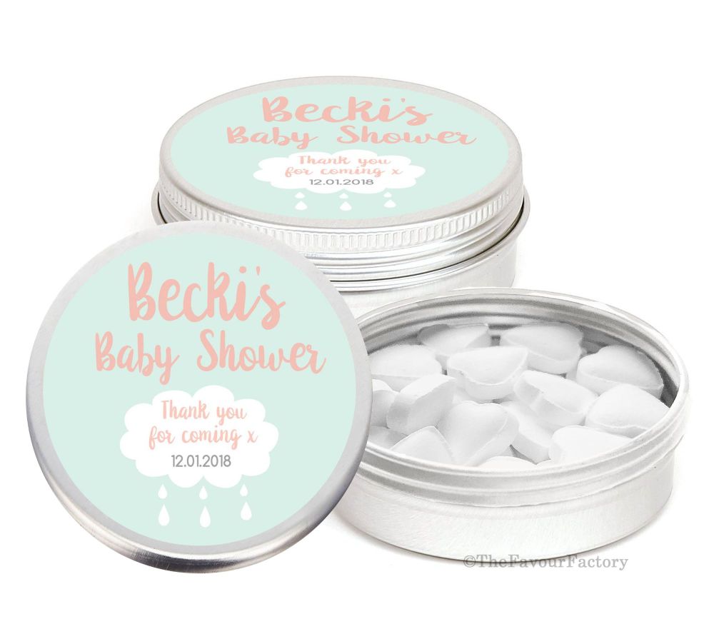 Personalised Baby Shower Party Favour Tins x1
