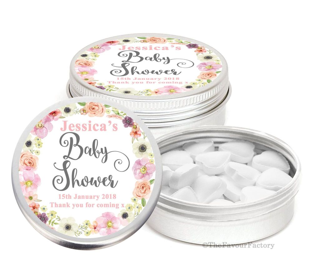 Personalised Baby Shower Party Favour Tins x1