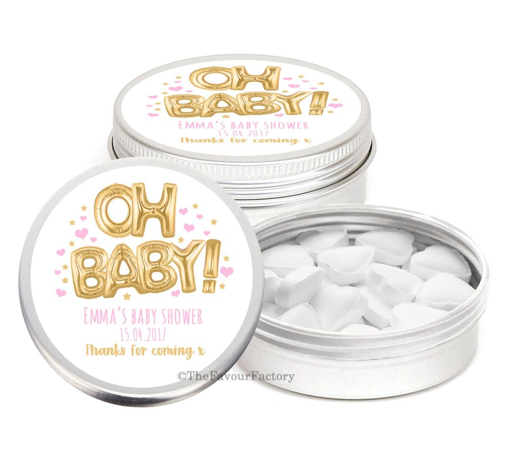 Personalised Baby Shower Party Favour Tins x1