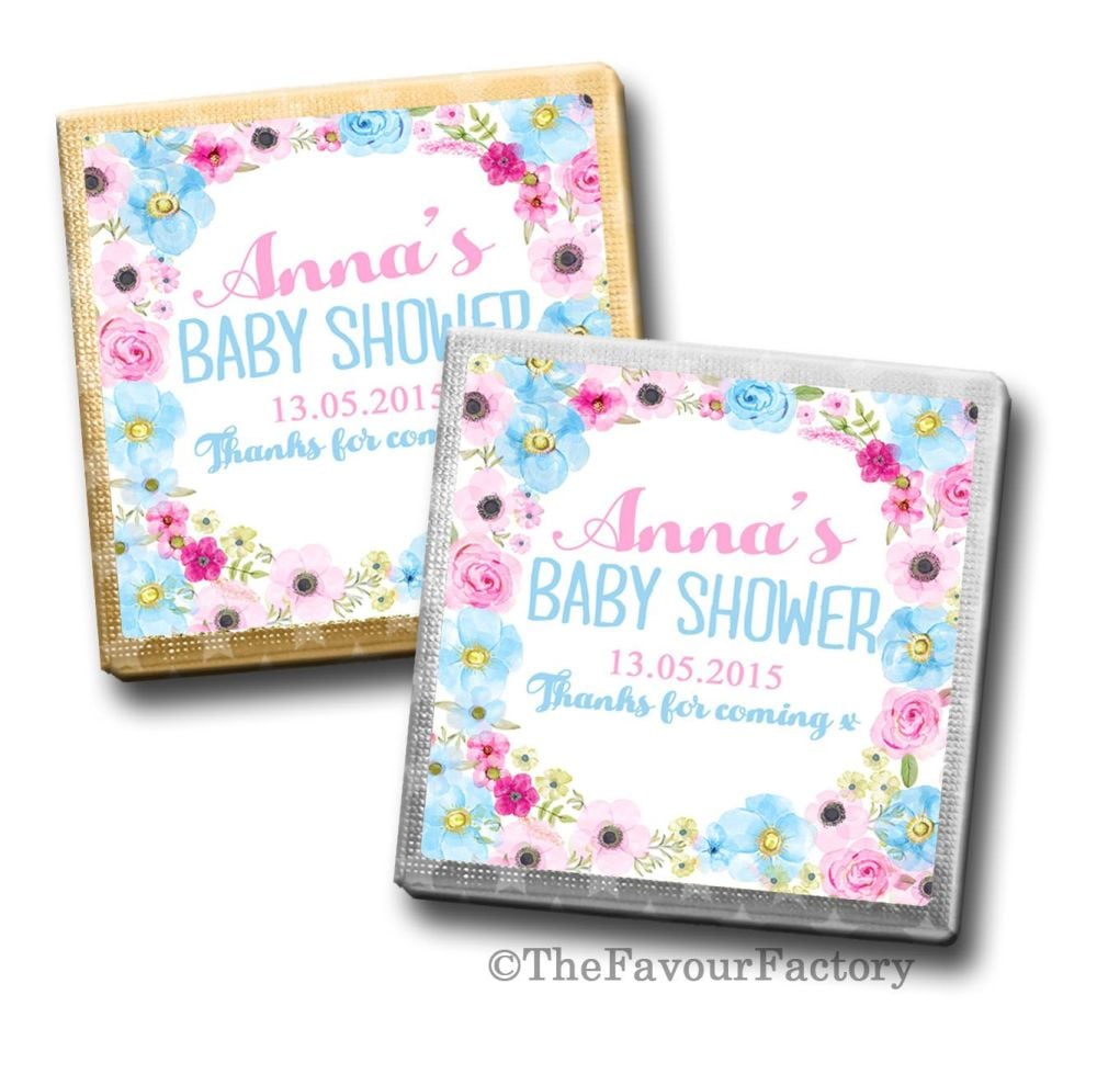 Anna Florals Baby Shower Personalised Milk Chocolates Squares x10