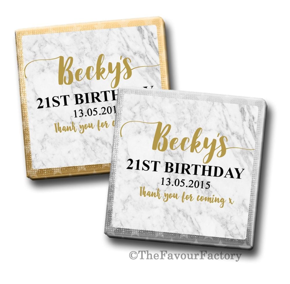 Marble Birthday Party Personalised Milk Chocolates Squares x10