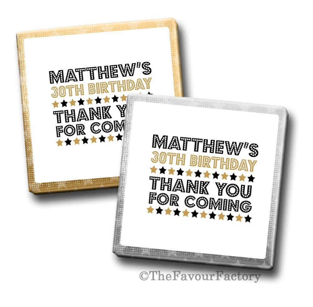 Dazzle Birthday Party Personalised Milk Chocolates Squares x10