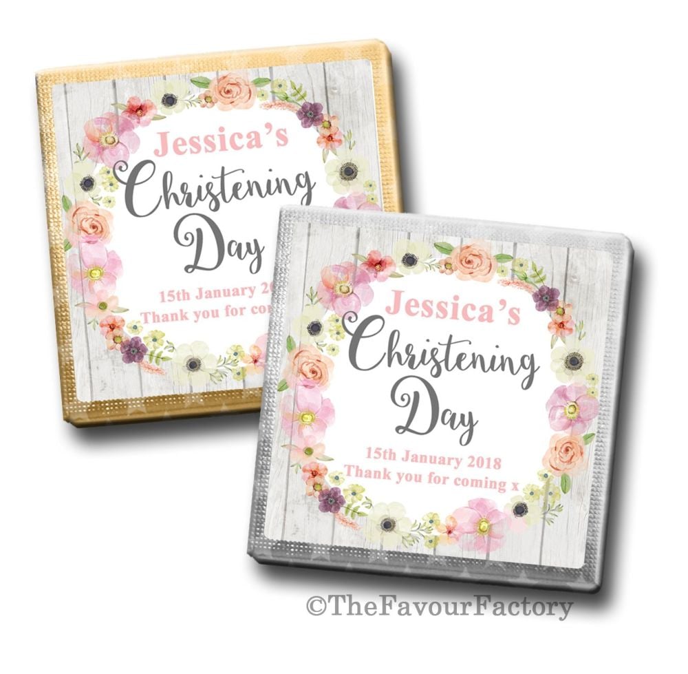 Christening Personalised Milk Chocolates Squares x10