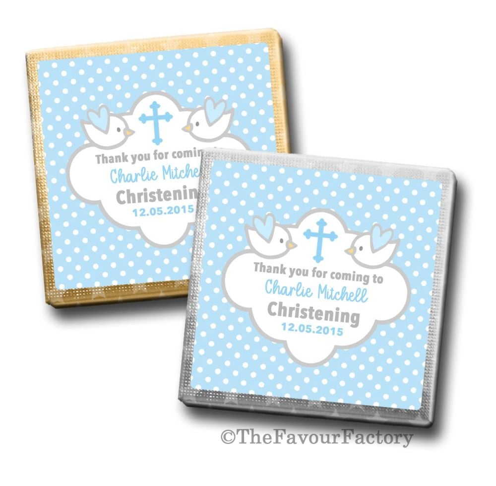 Doves Blue Christening Personalised Milk Chocolates Squares x10