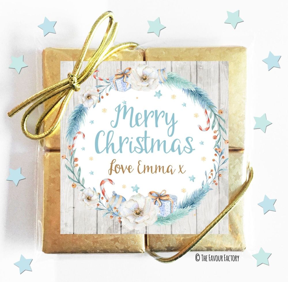 Personalised Christmas 4 Chocolate Quad Favours x1