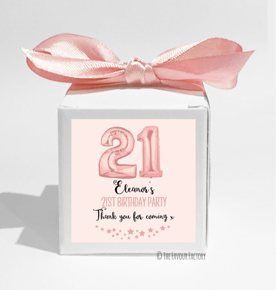 Rose Gold Age Balloons Personalised Birthday Party Favour Boxes KITS x1
