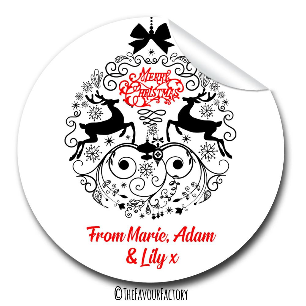 Decorative Bauble Personalised Gift Tags Labels Stickers 1xA4 sheet