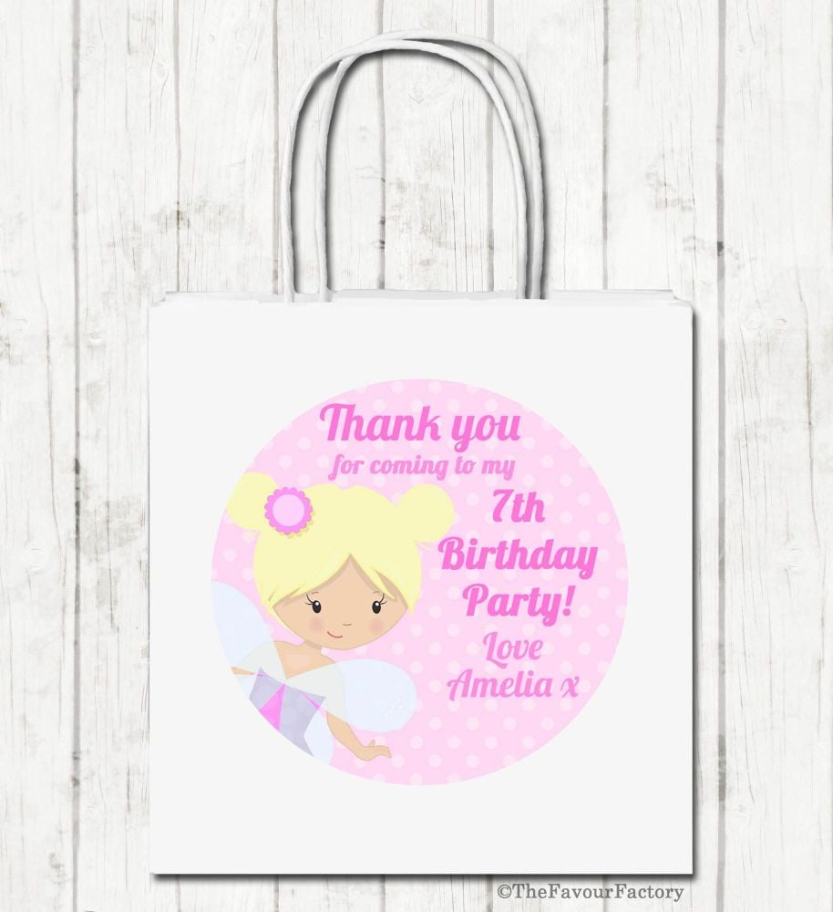 Fairy Personalised Paper Birthday Party Bags x1