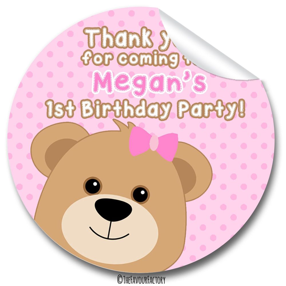 151 Personalised Girls Birthday Party Photo Stickers Christening Sweet Cone