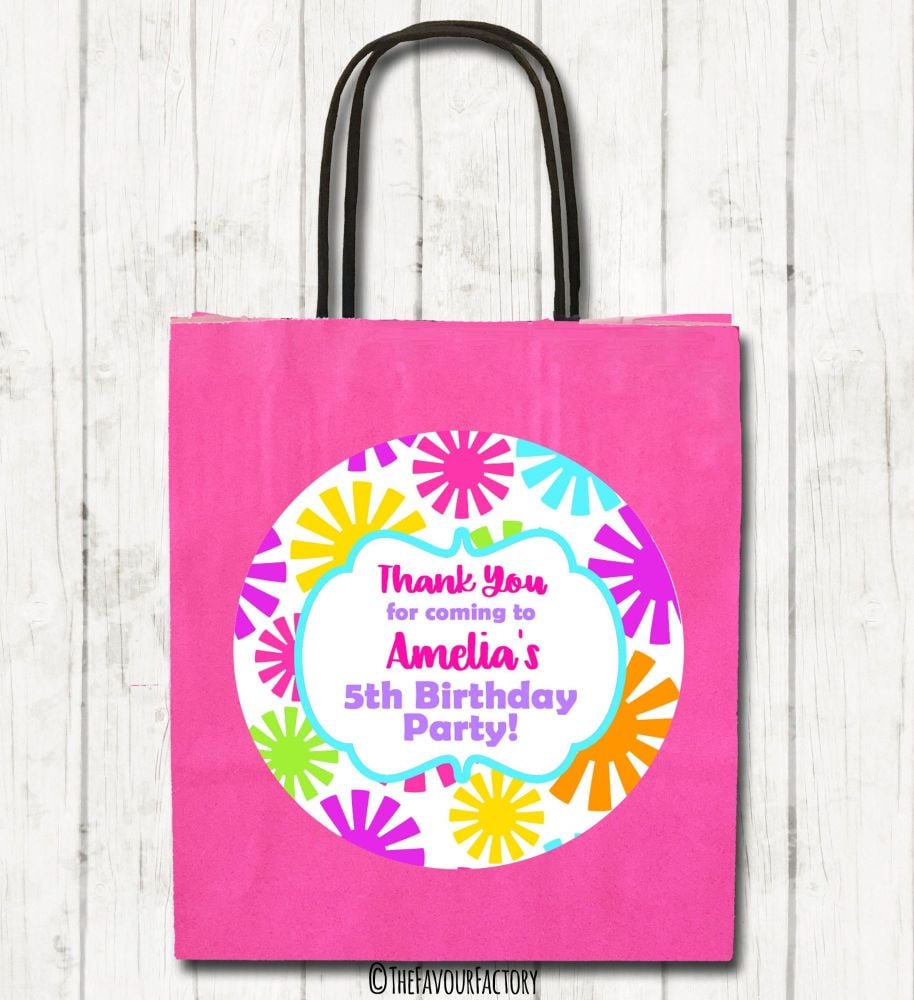 Funky Flowers Personalised Children's Birthday Paper Party Bags x1