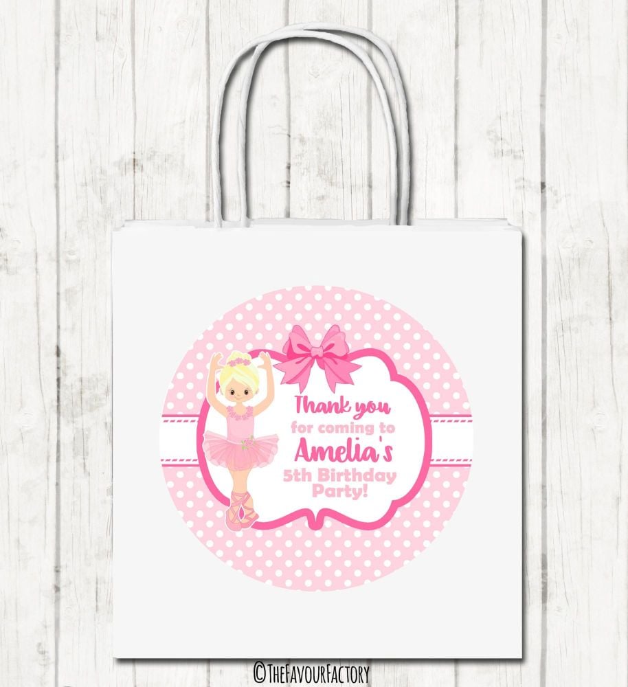 Blonde Ballerina Personalised Children's Birthday Paper Party Bags x1