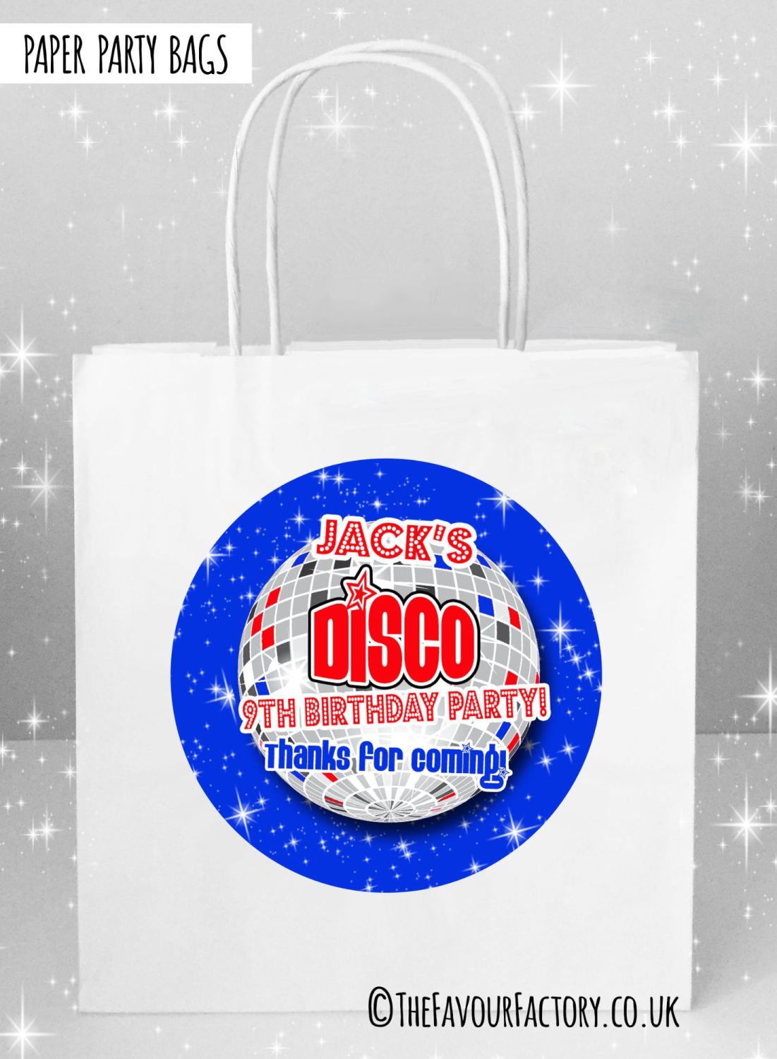 Kids Party Bags Blue Disco x5