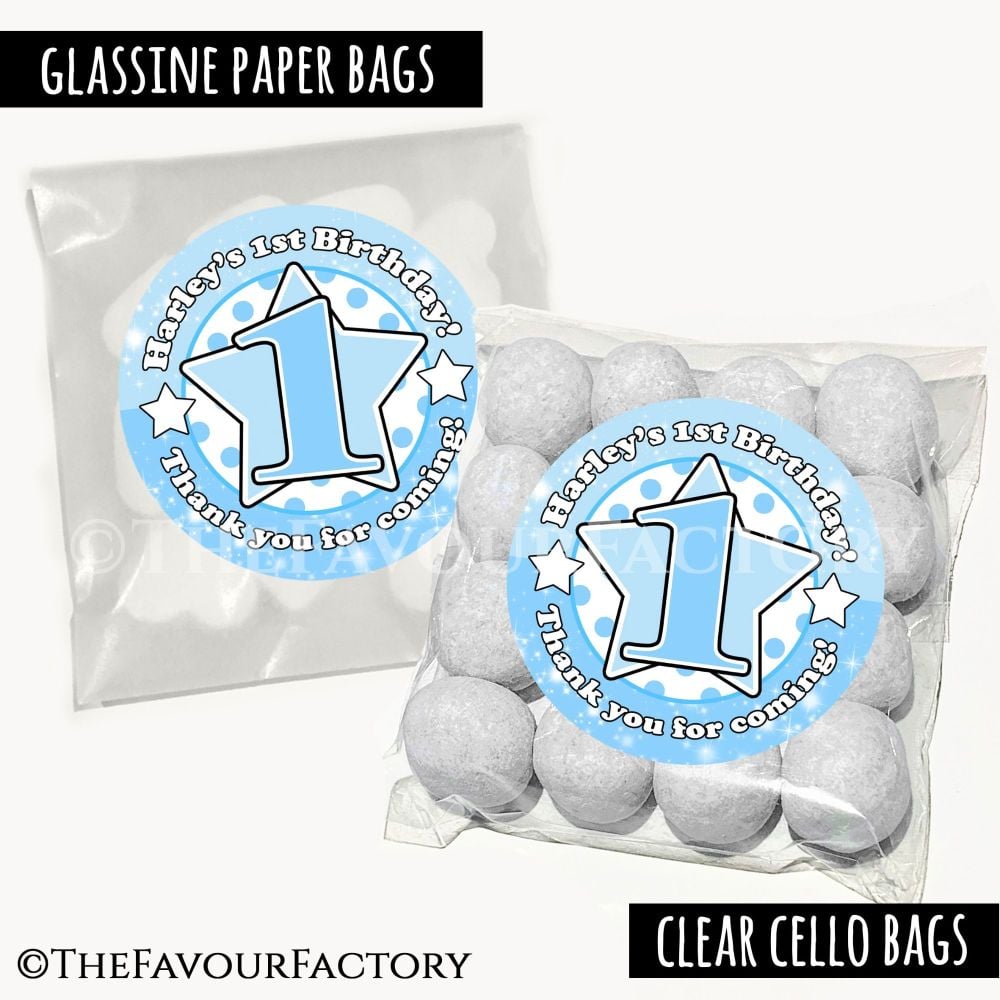 Kids Party Favours blue age stars Sweet Bags Kits x12