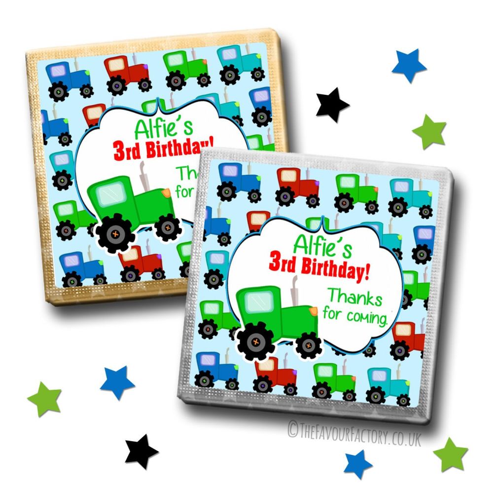 Kids Birthday Party Chocolates Tractor Themed Mini Chocolate