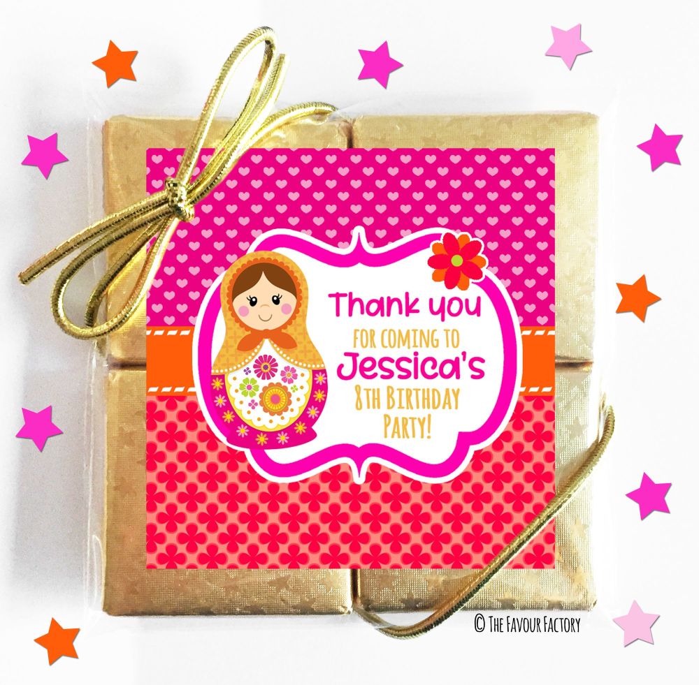 Kids Party Chocolate Quads Favours x5