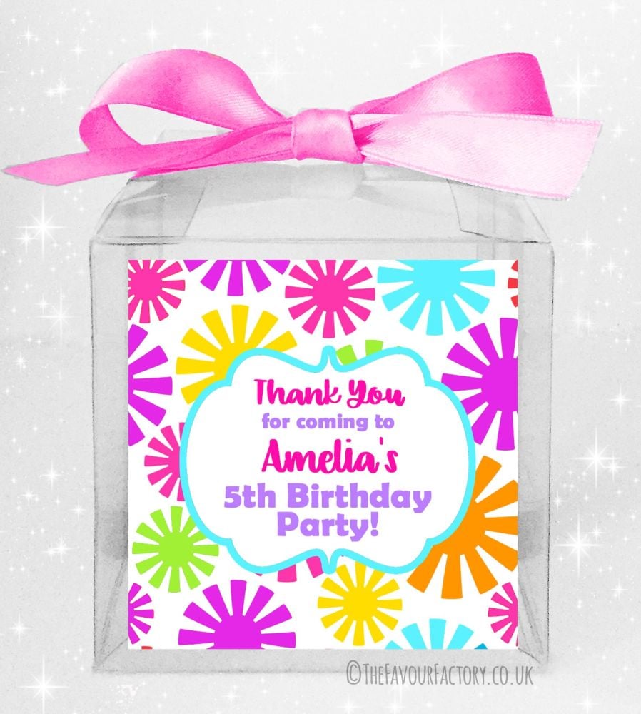 Kids Party Personalised Clear Sweet Treat Boxes x5