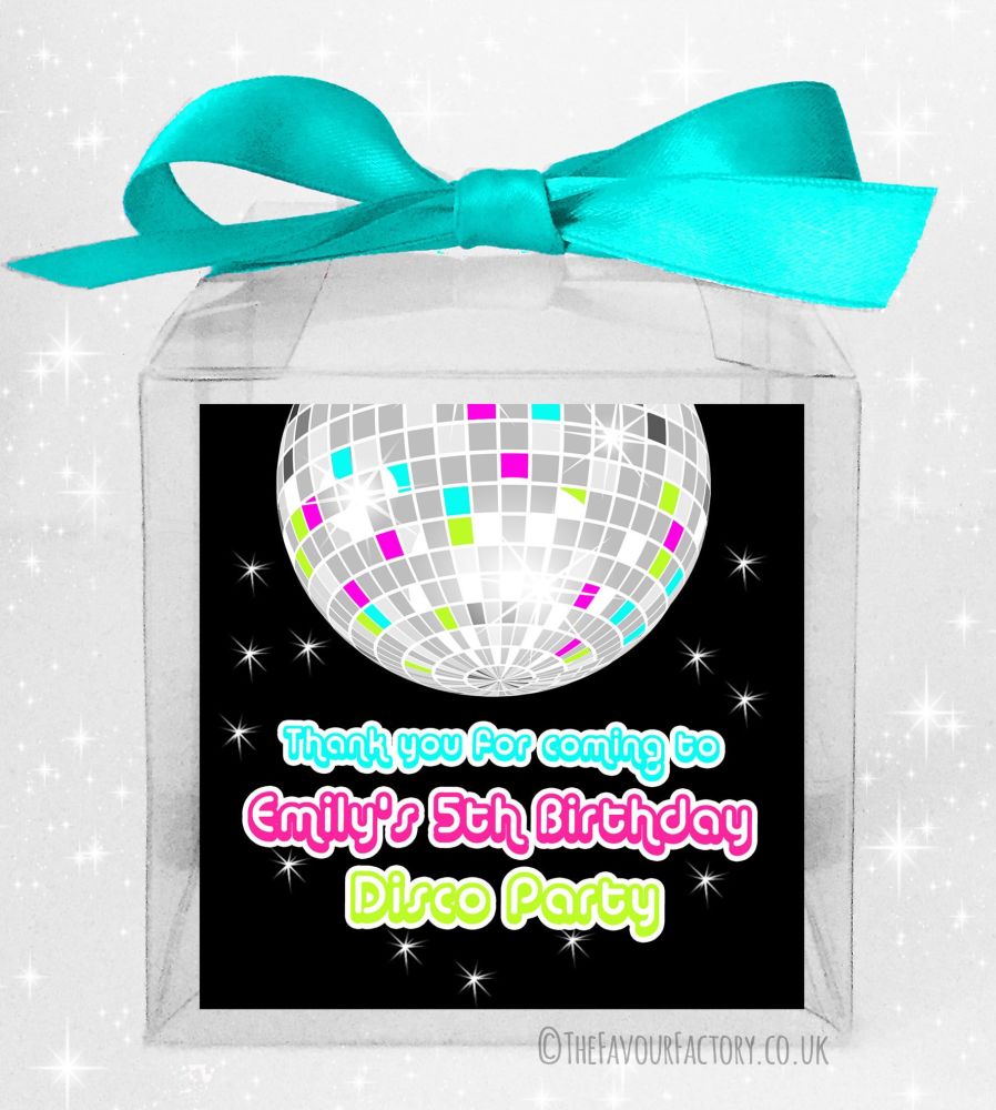 Kids Party Personalised Clear Sweet Treat Boxes x5