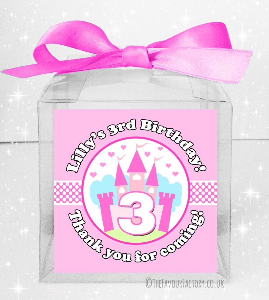 Kids Party Personalised Clear Sweet Treat Boxes x5