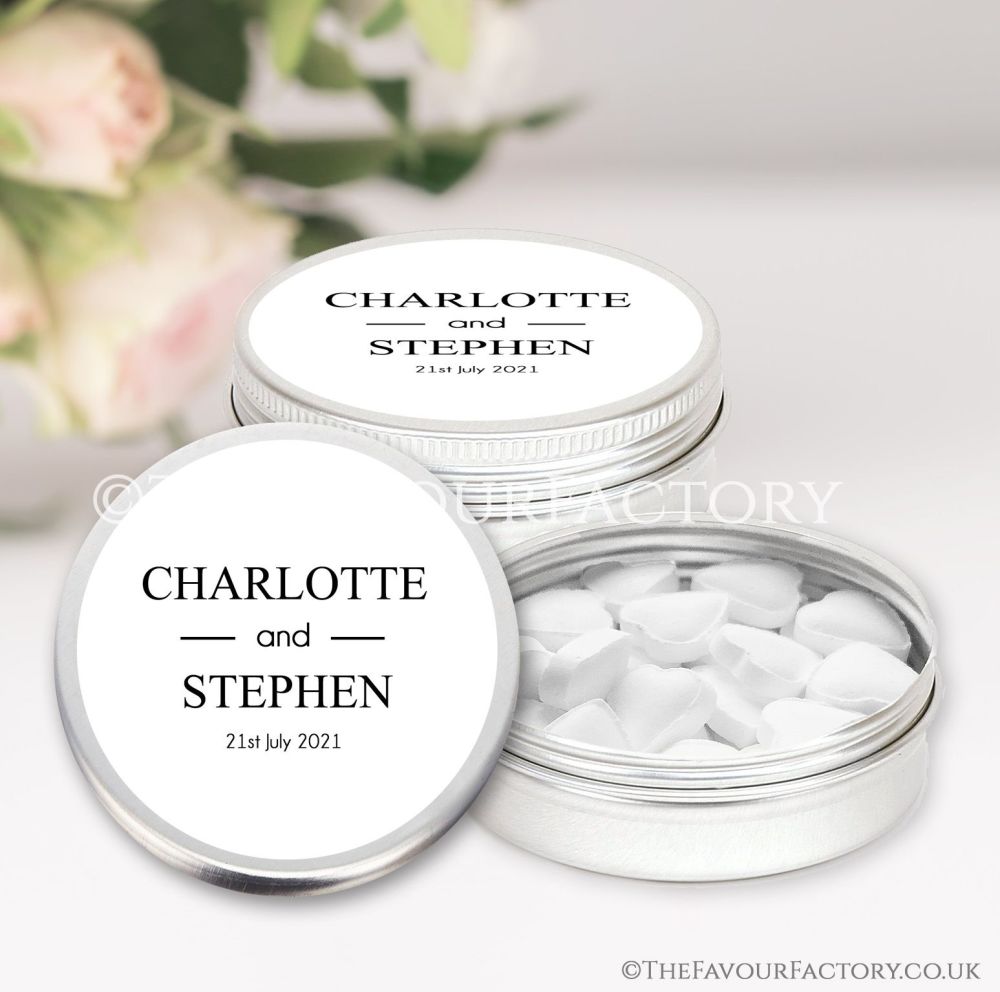 Wedding Favours Keepsakes Tins Personalised - Classic x1
