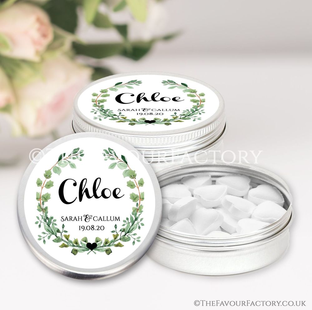 Wedding Place Setting Favours Keepsakes Tins Personalised - Classic x1