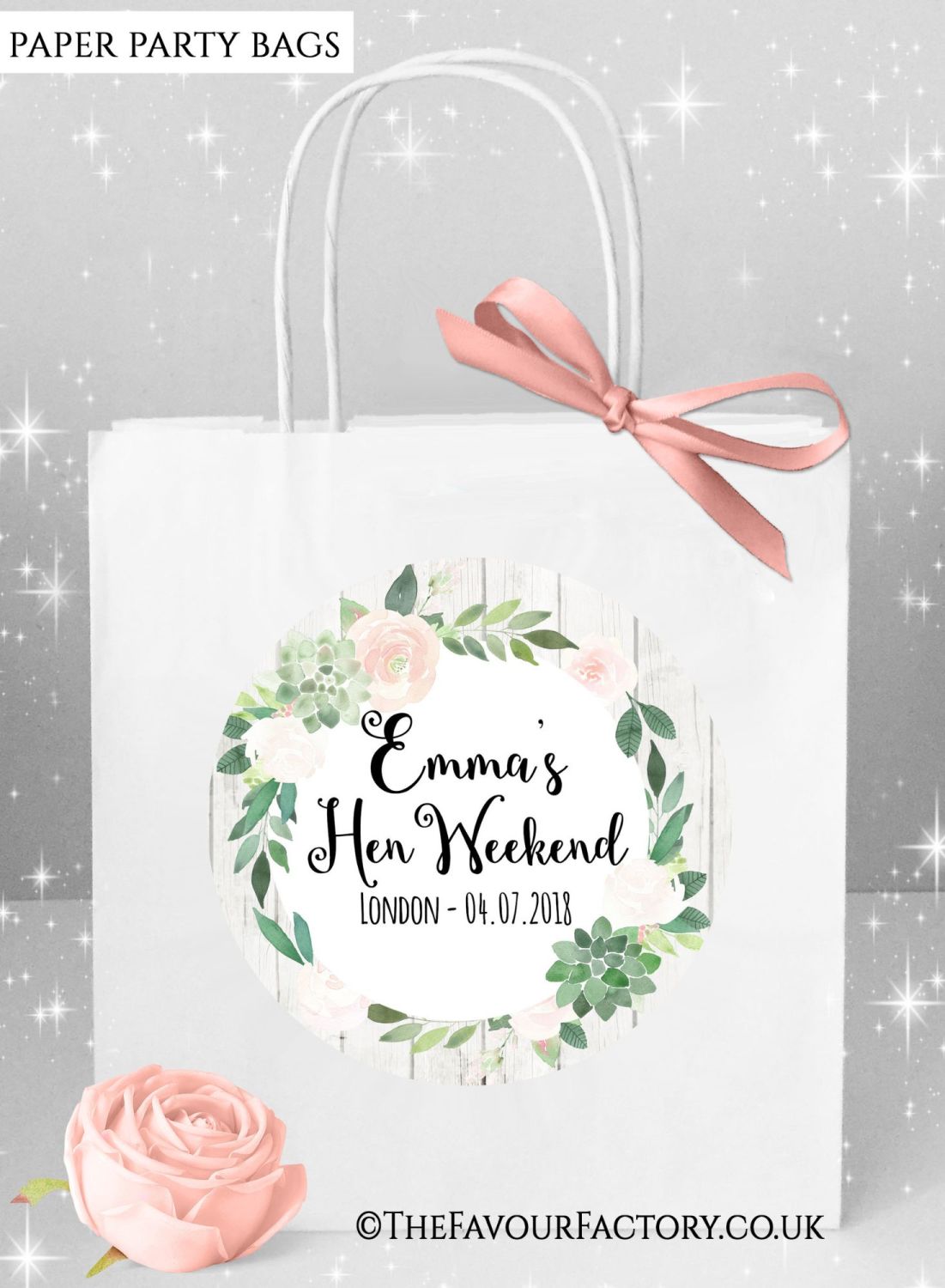 Hen Do Party Bags Floral Succulents x5