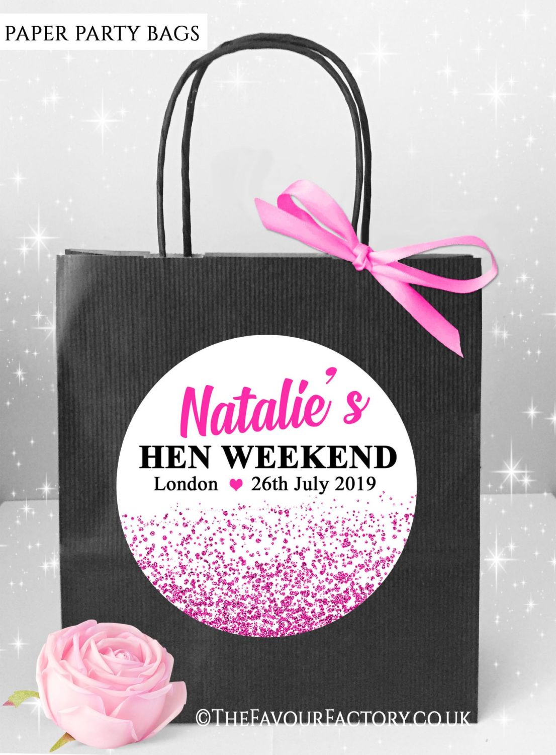 Hen Do Party Bags Hot Pink Glitter Confetti x5