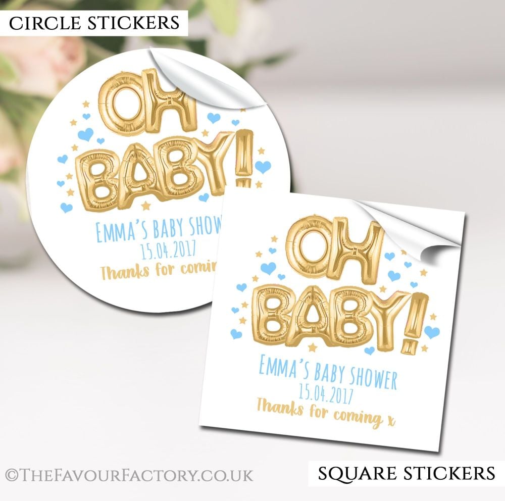Baby Shower Stickers Personalised