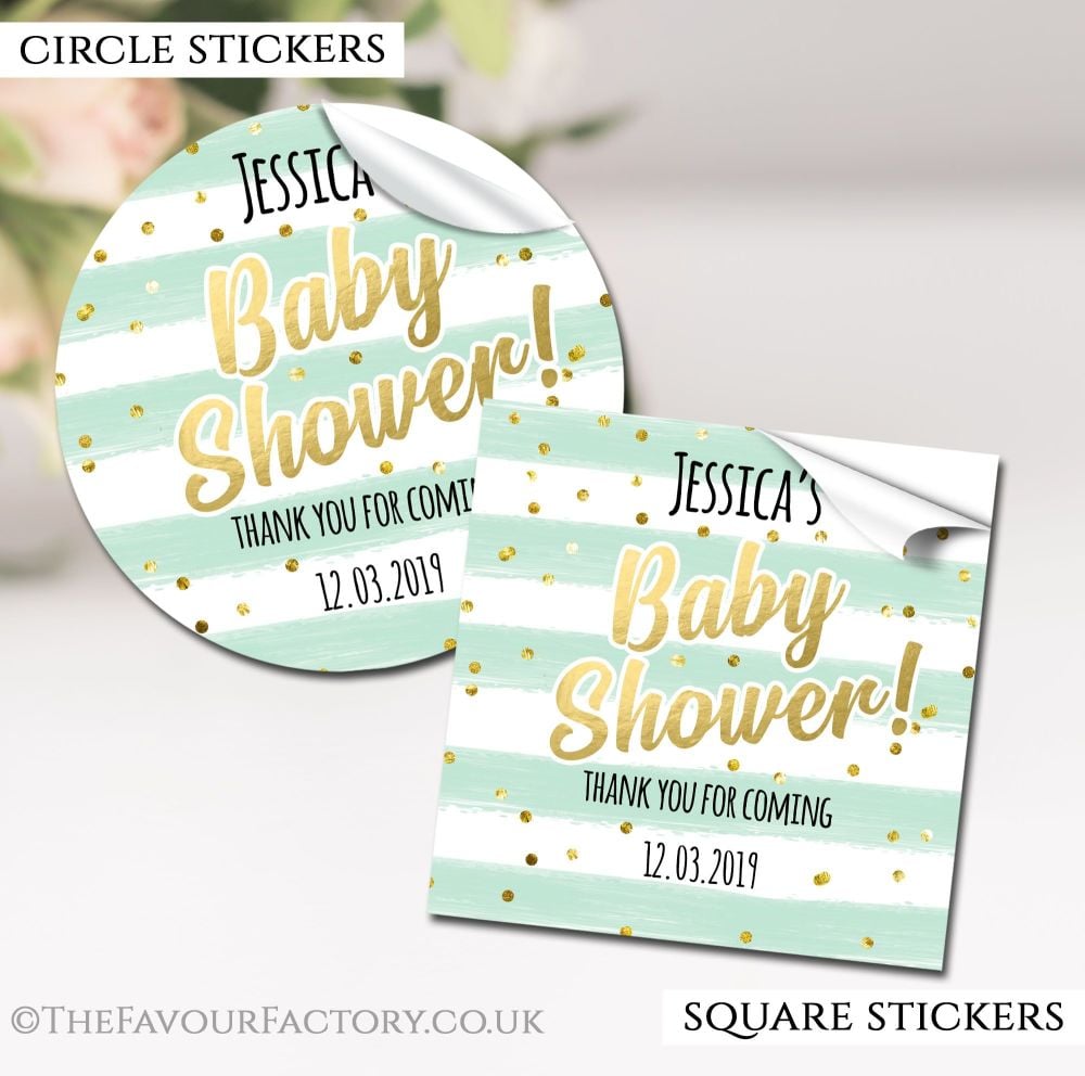 Baby Shower Stickers Personalised