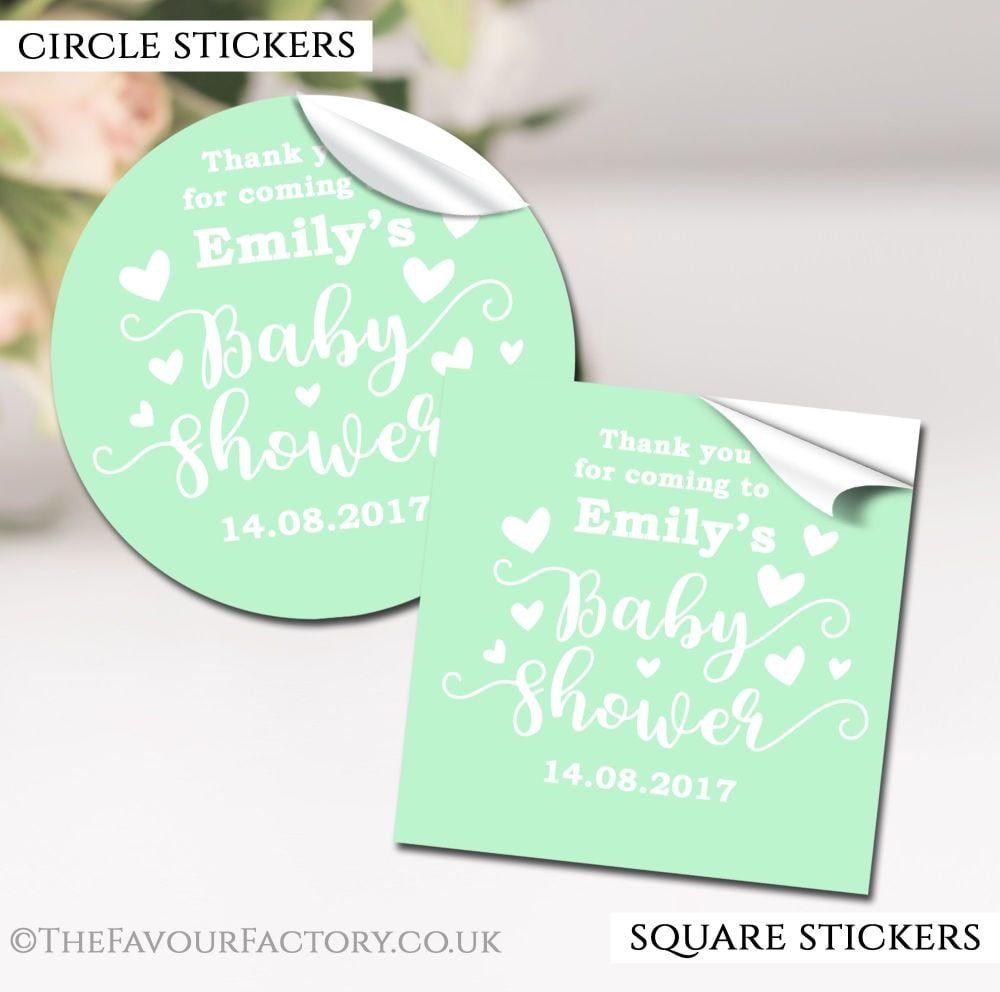 Baby Shower Stickers Personalised
