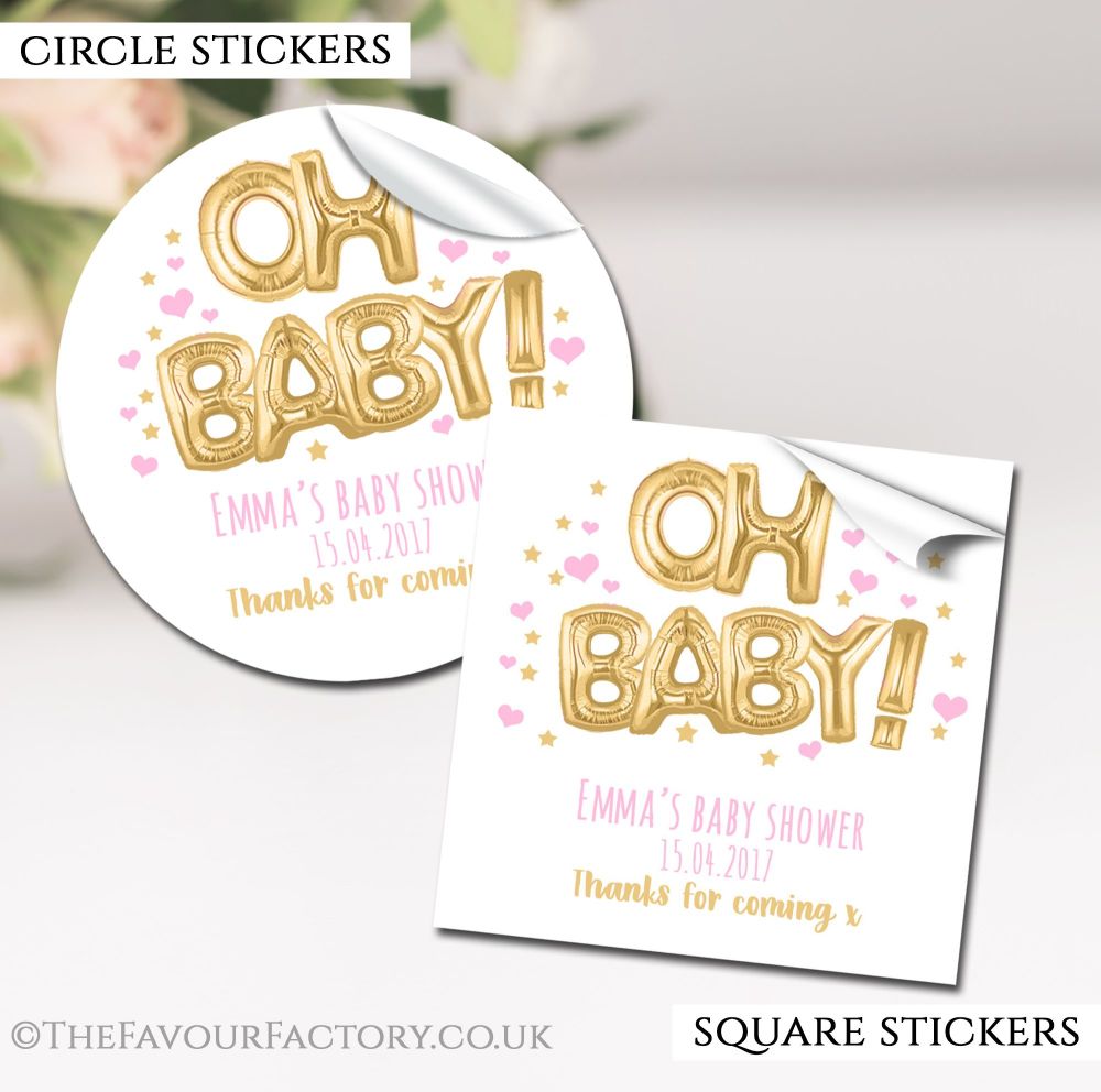 Baby Shower Stickers Personalised
