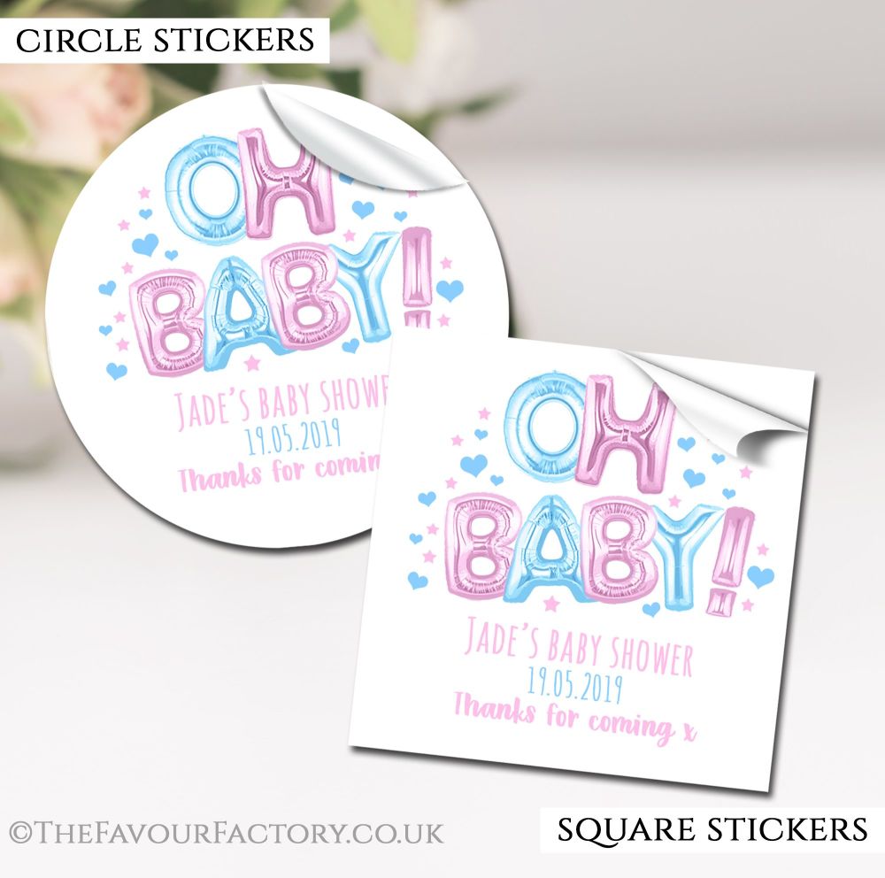 Baby Shower Stickers Personalised
