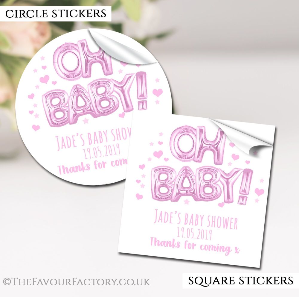 Baby Shower Stickers Personalised