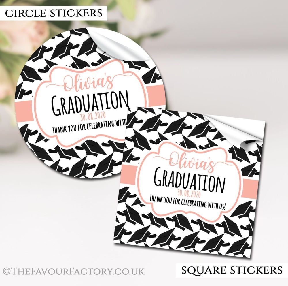 Rose Gold Graduation Stickers Personalised