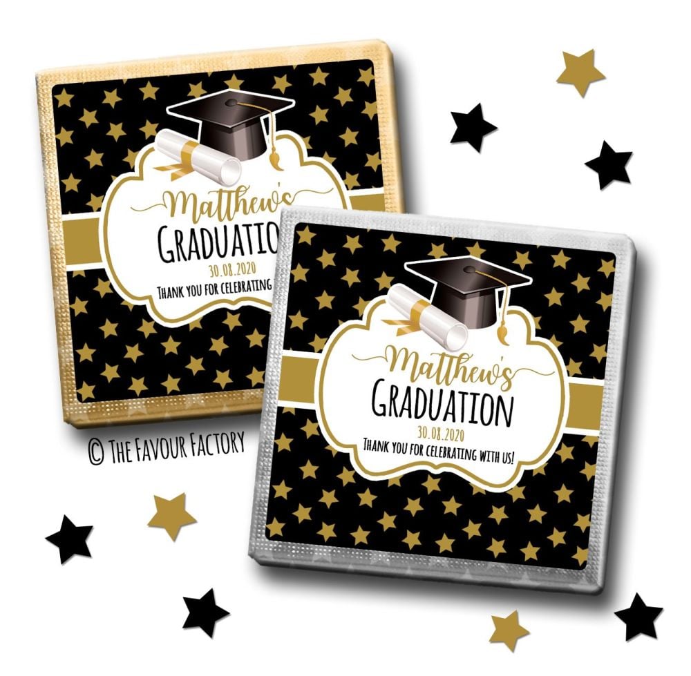 Personalised Graduation Chocolates Gold Stars