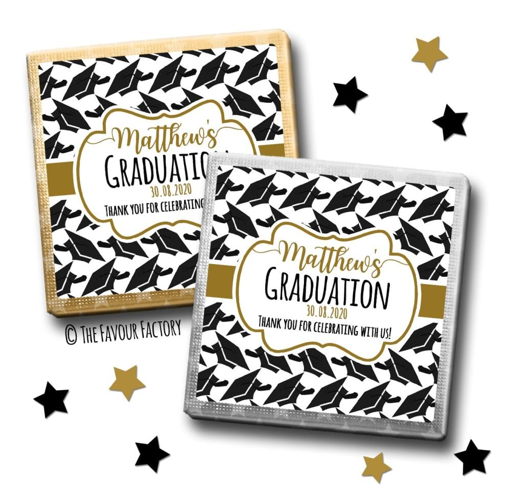 Personalised Graduation Chocolates Favours Doctoral Hats Gold