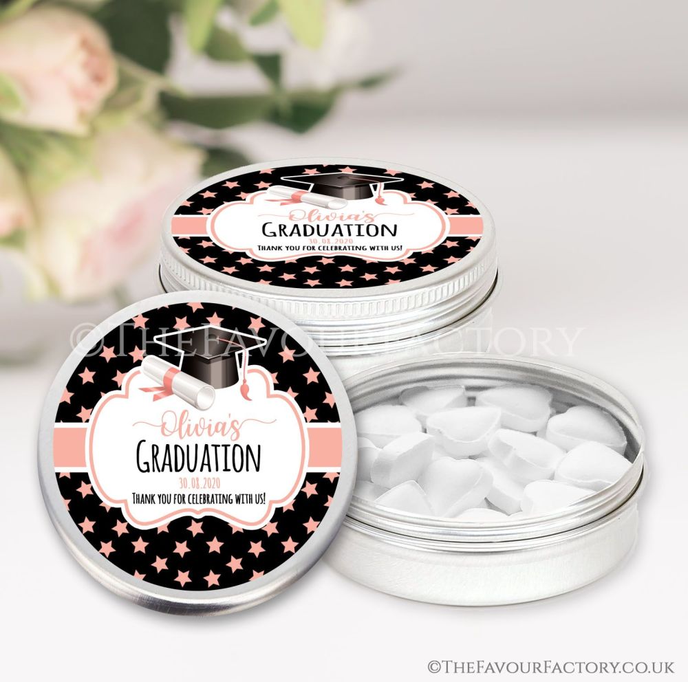 Graduation Favours Keepsakes Tins Personalised - x1