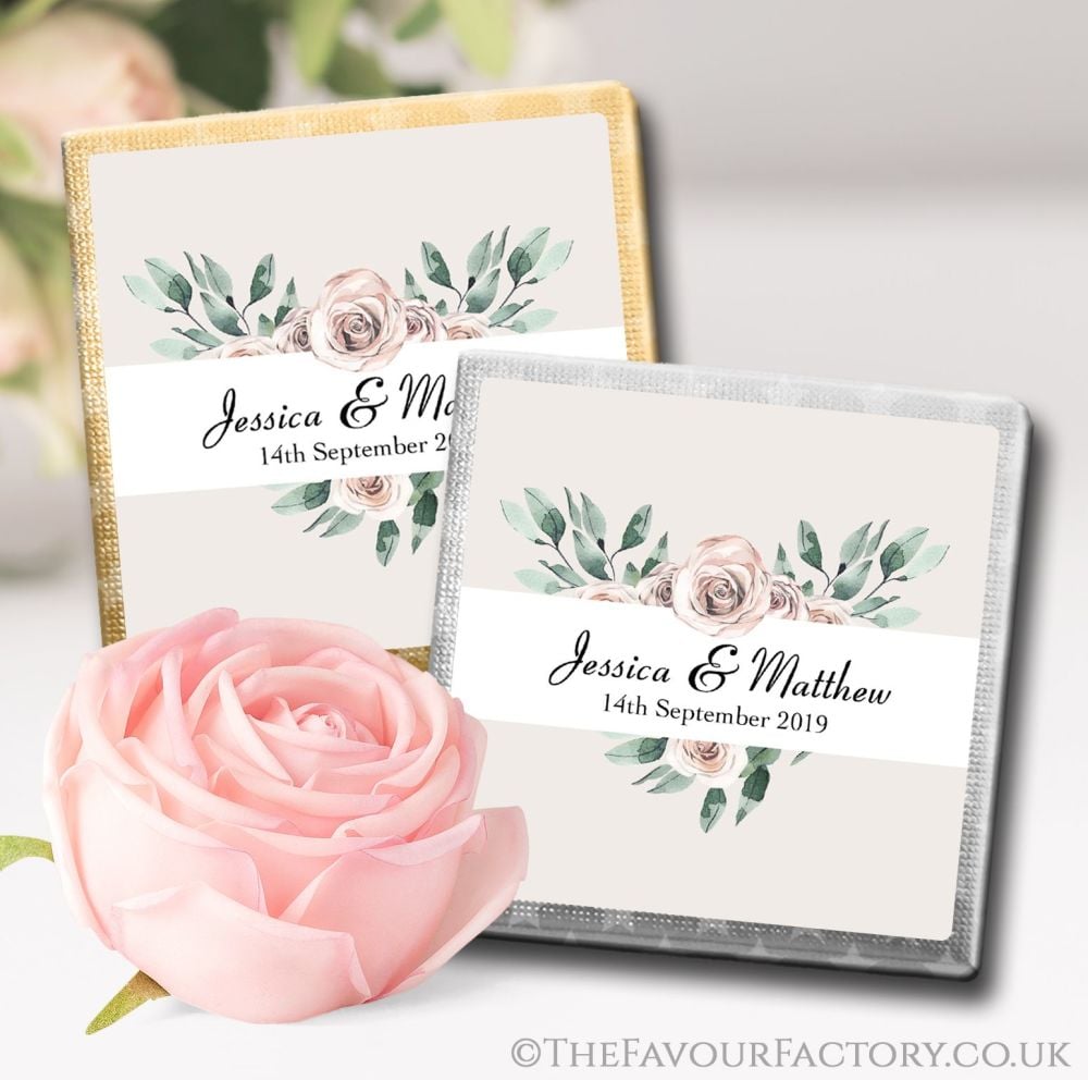 Personalised Wedding Chocolates Favours Floral Heart