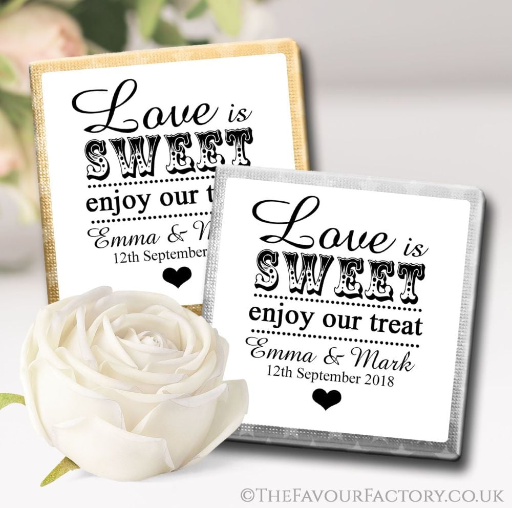 Personalised Wedding Chocolates Favours Love Is Sweet