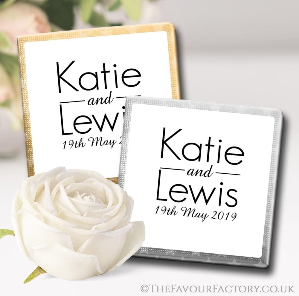 Personalised Wedding Chocolates Favours Modern