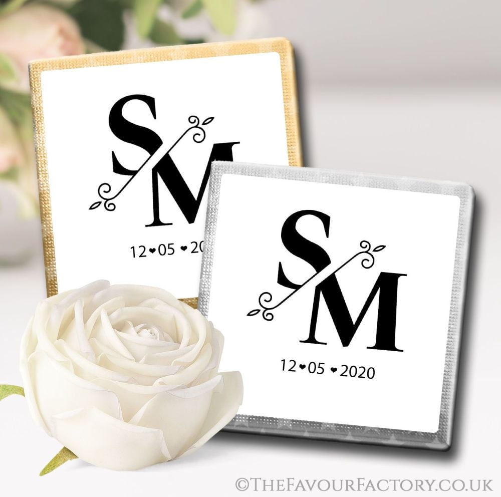 Personalised Wedding Chocolates Favours Split Monogram