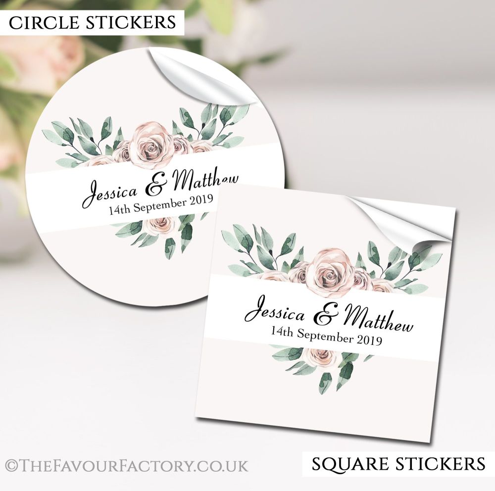 Personalised Wedding Stickers Floral Heart Frame